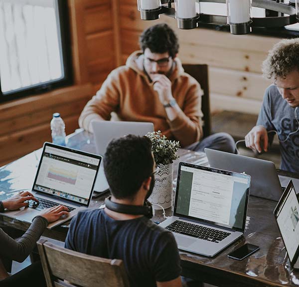 Group of programmers working together